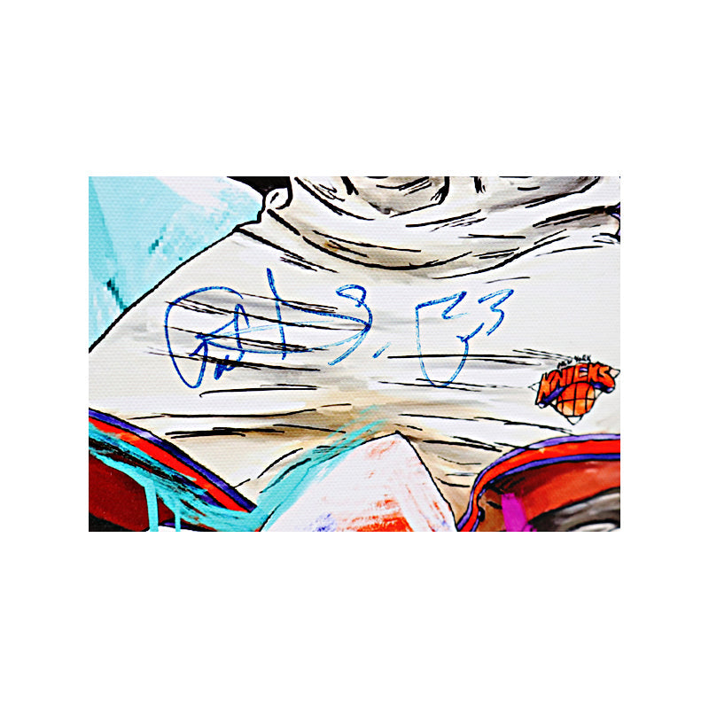Patrick Ewing & John Starks New York Knicks Dual Signed Signed Howard The Artist 1/1 Printed Canvas-Powers Sports Memorabilia