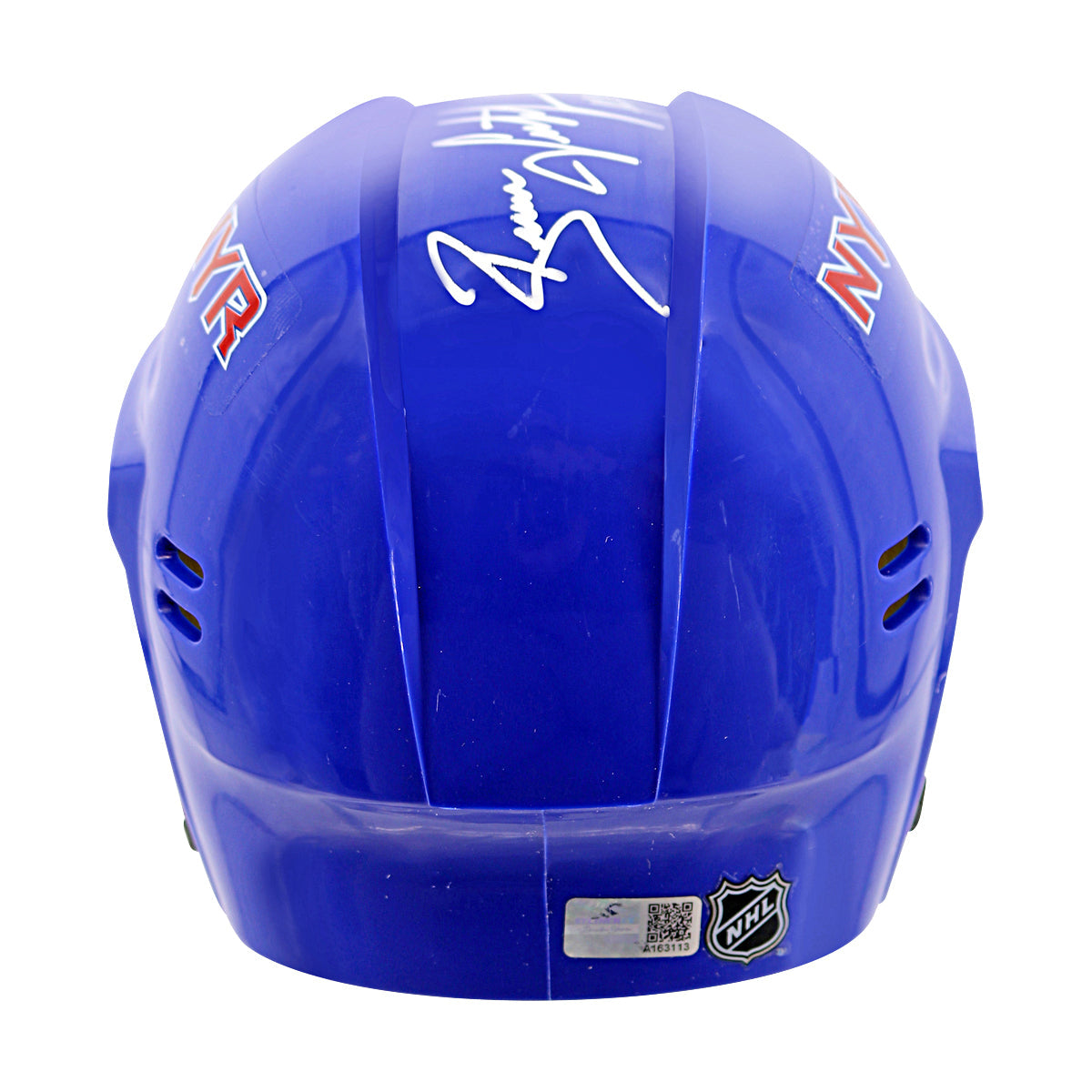 Brian Leetch New York Rangers Signed Inscribed HOF 09 Blue Mini Helmet-Powers Sports Memorabilia