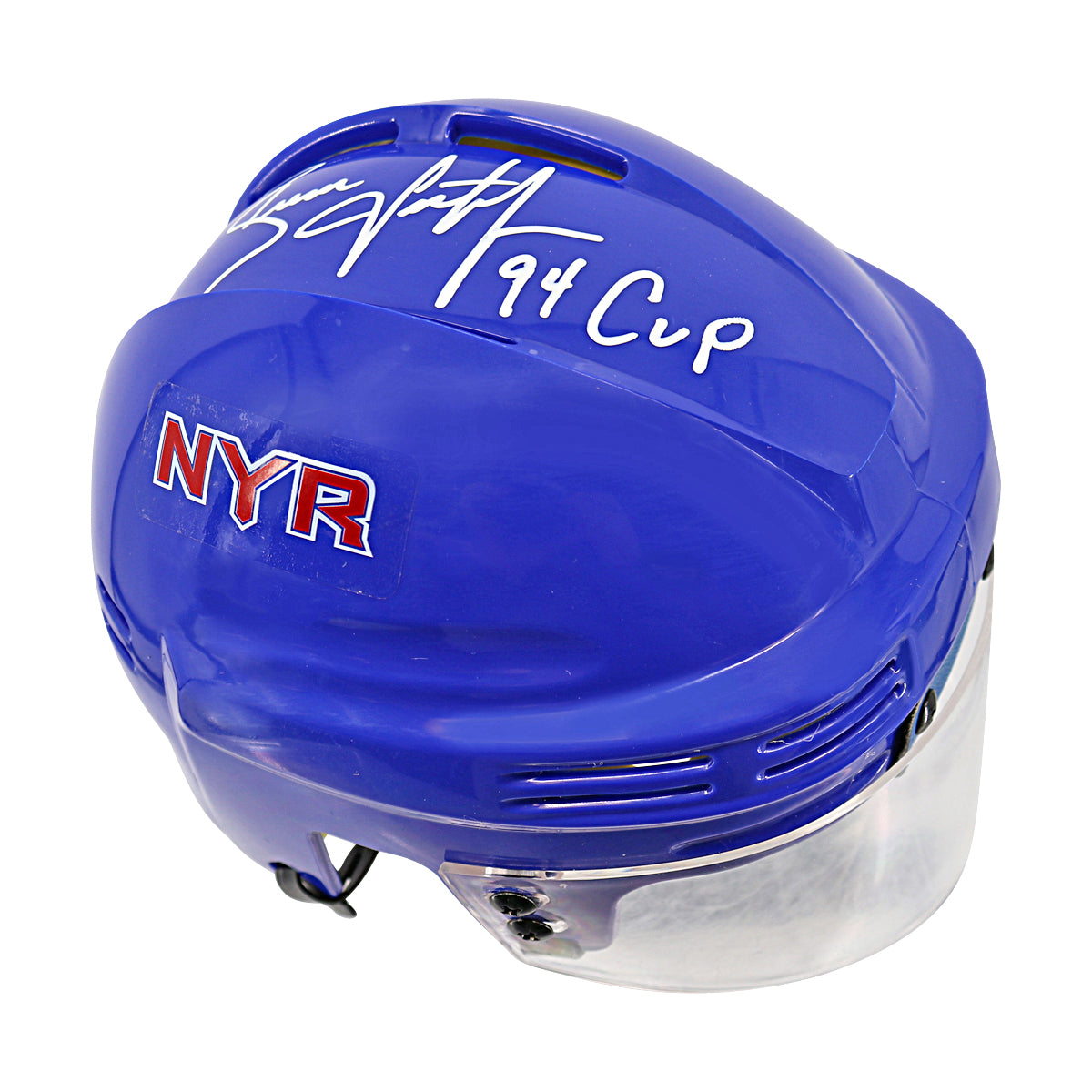 Brian Leetch New York Rangers Signed Inscribed 94 Cup Blue Mini Helmet-Powers Sports Memorabilia