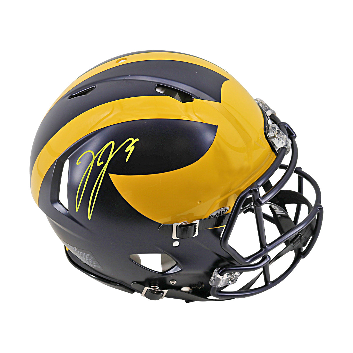 JJ McCarthy University of Michigan Signed Riddell Full Size Authentic Speed Helmet (Beckett Auth)-Powers Sports Memorabilia