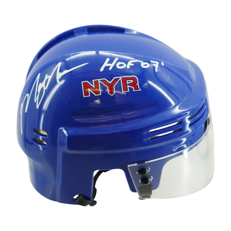 Mark Messier New York Rangers Signed Inscribed HOF 07 Mini Helmet-Powers Sports Memorabilia