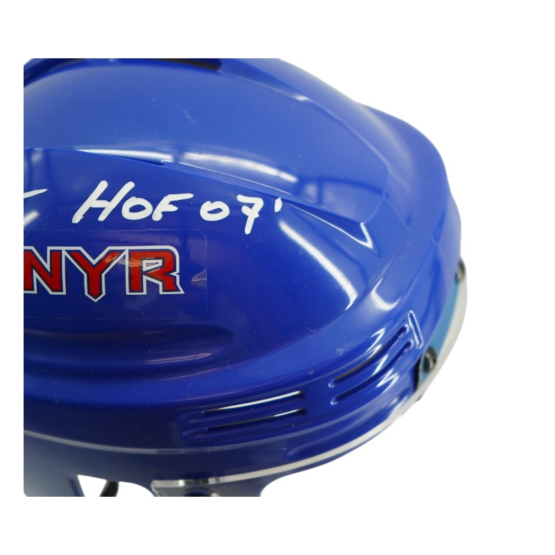 Mark Messier New York Rangers Signed Inscribed HOF 07 Mini Helmet-Powers Sports Memorabilia