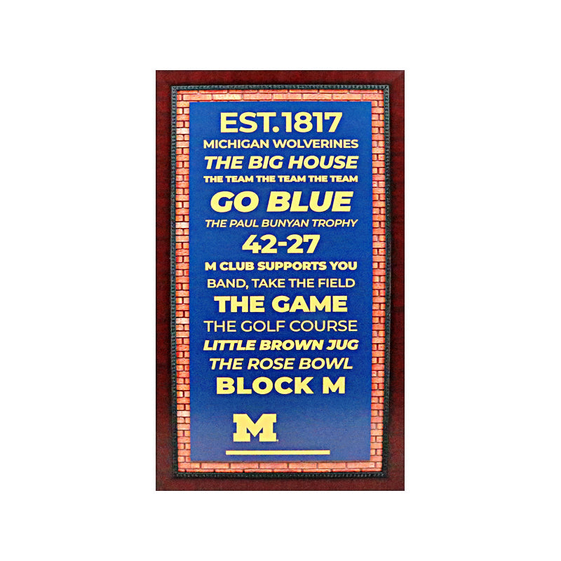University of Michigan 16"x32" Framed Subway Sign-Powers Sports Memorabilia