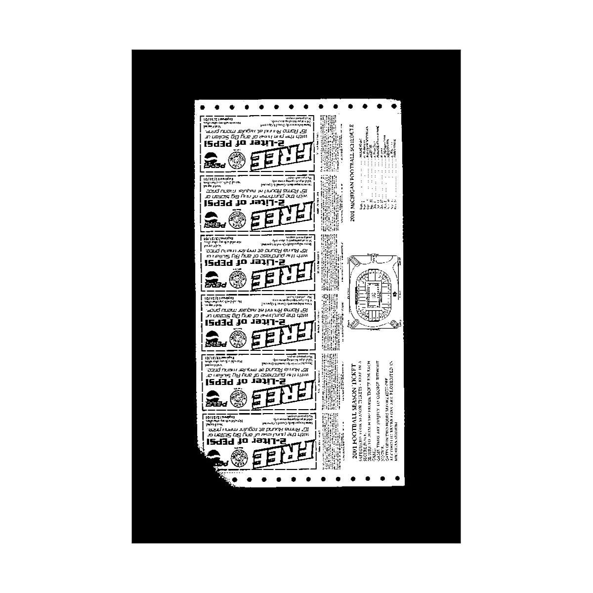 University of Michigan 2001 Home Season Ticket Strip RARE-Powers Sports Memorabilia