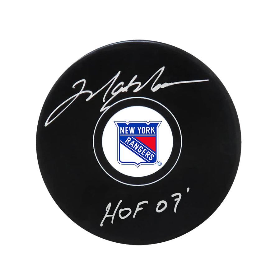 Mark Messier New York Rangers Signed & Inscribed "HOF 07" Puck