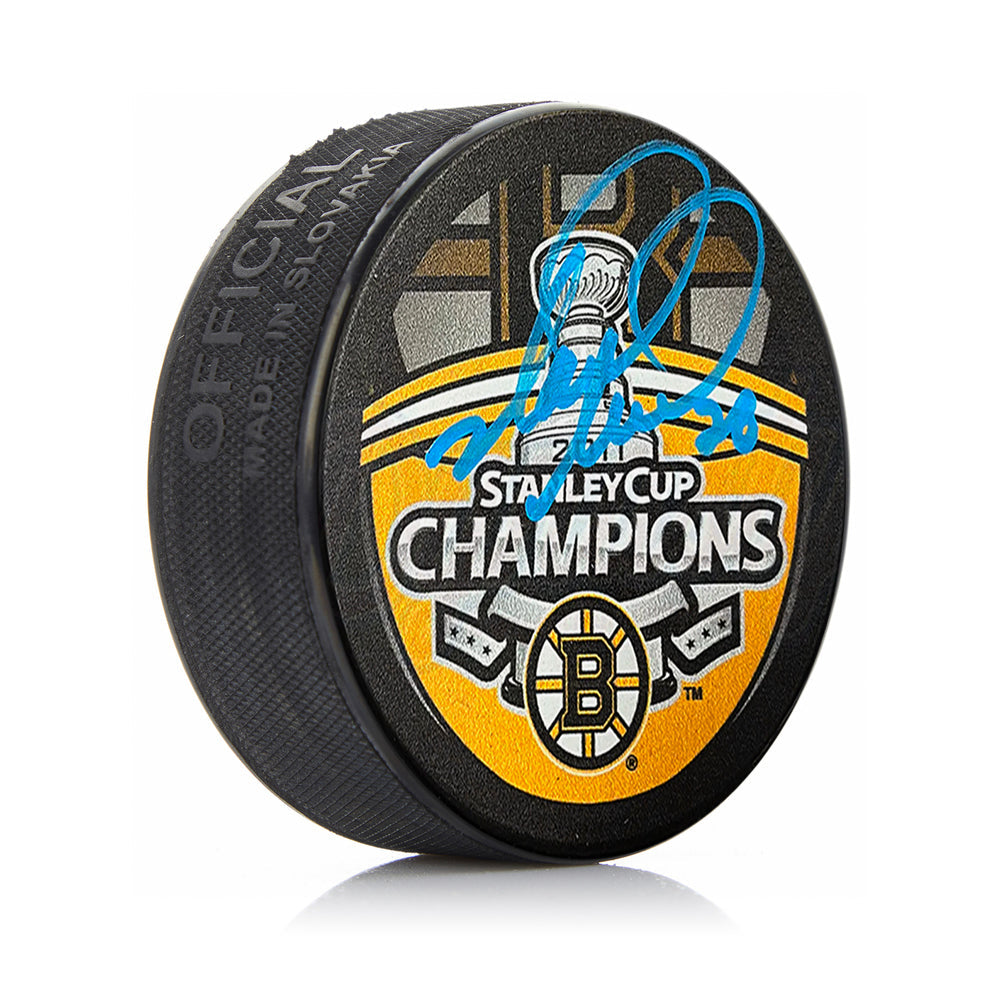 Mark Recchi Boston Bruins 2011 Stanley Cup Champions Signed Hockey Logo Puck-Powers Sports Memorabilia