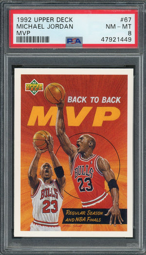 Michael Jordan 1992 Upper Deck MVP Basketball Card #67 Graded PSA 8-Powers Sports Memorabilia