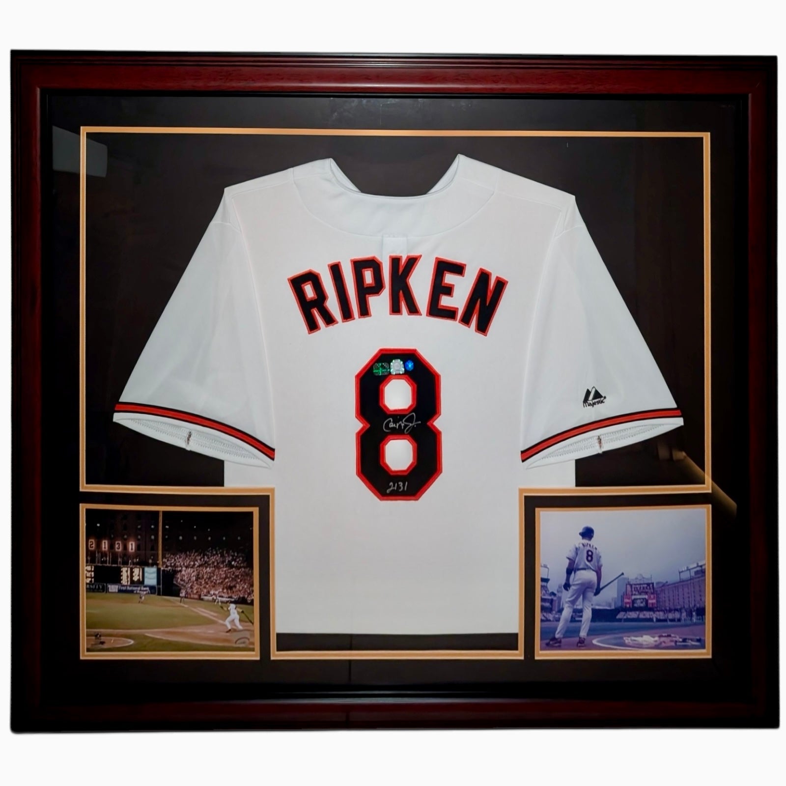 Autographed Cal Ripken Jr. Baltimore Orioles (White #8) Deluxe Framed Jersey - JSA-Powers Sports Memorabilia
