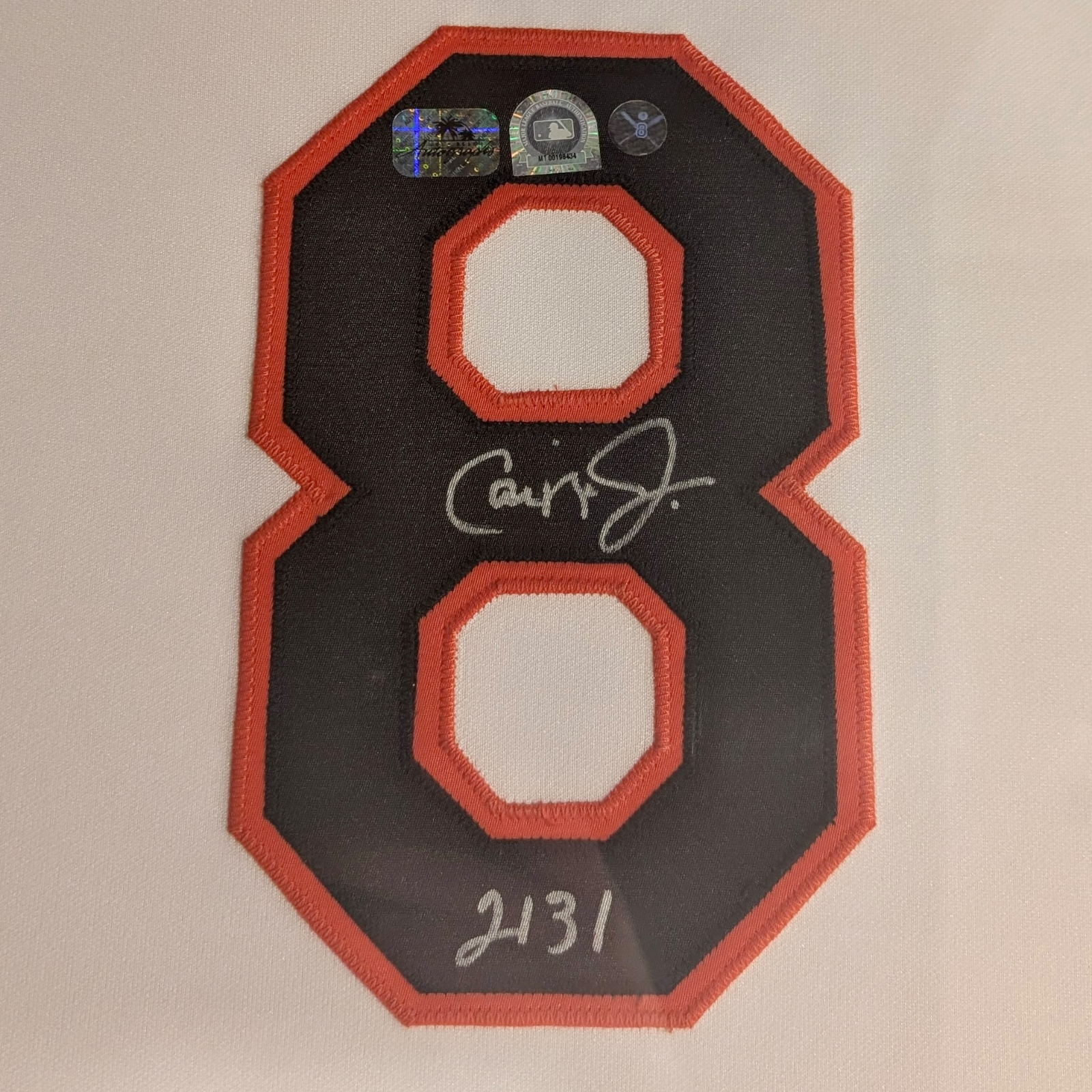 Autographed Cal Ripken Jr. Baltimore Orioles (White #8) Deluxe Framed Jersey - JSA-Powers Sports Memorabilia