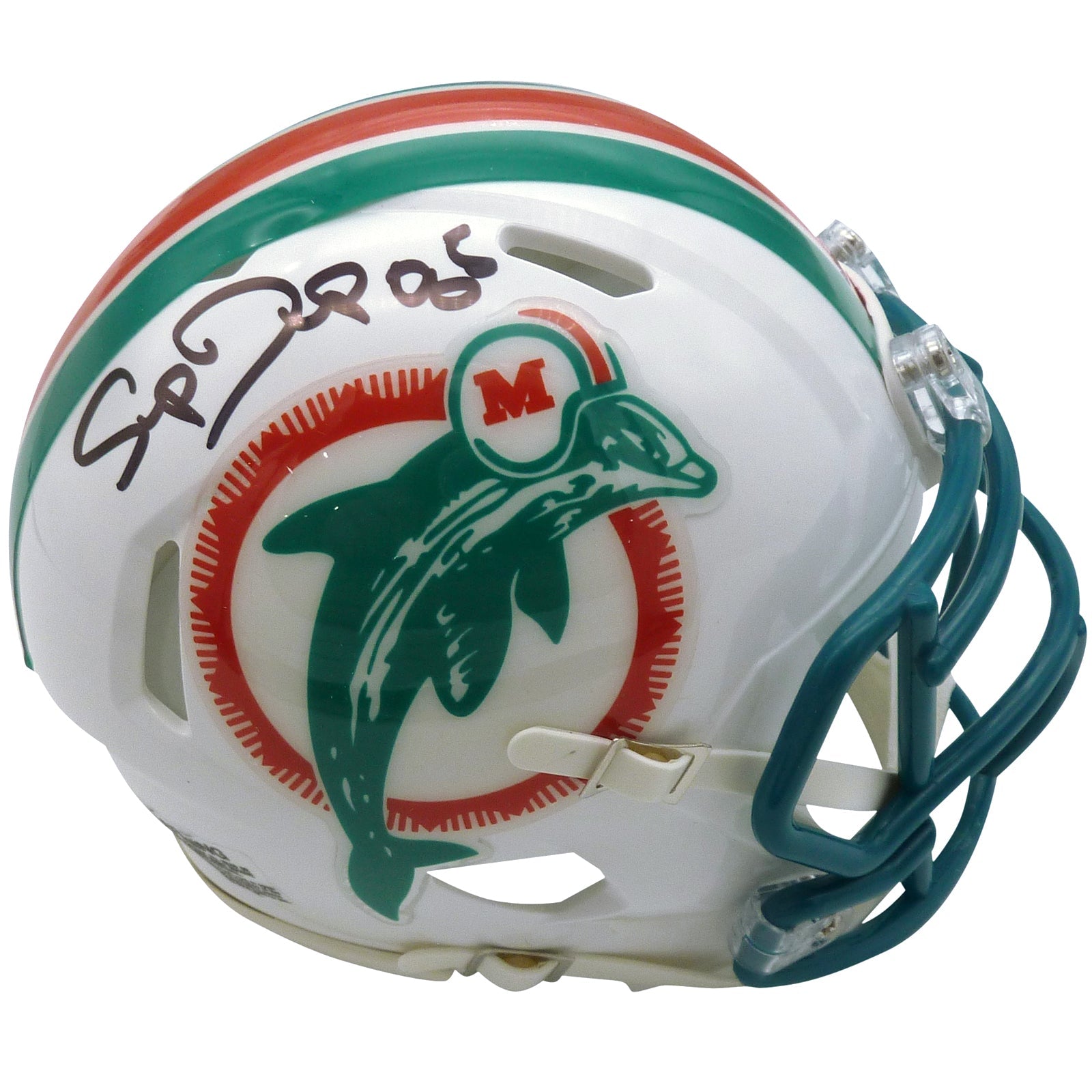 Autographed Mark Duper Miami Dolphins (Throwback) Mini Helmet-Powers Sports Memorabilia