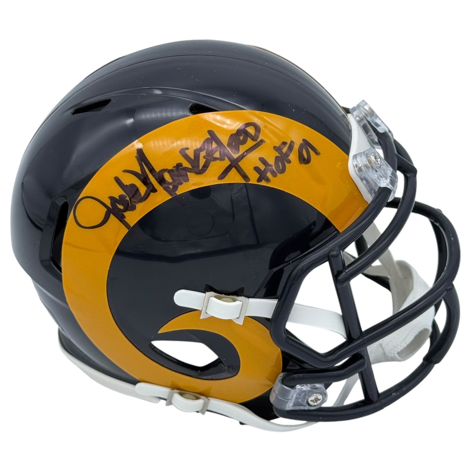 Autographed Jack Youngblood Los Angeles Rams (Yellow Throwback) Mini Helmet w/ "HOF 01"-Powers Sports Memorabilia