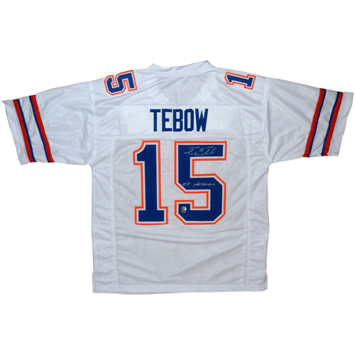 Autographed Tim Tebow Florida Gators (White #15) Jersey w/ "07 Heisman" - Tebow Holo-Powers Sports Memorabilia