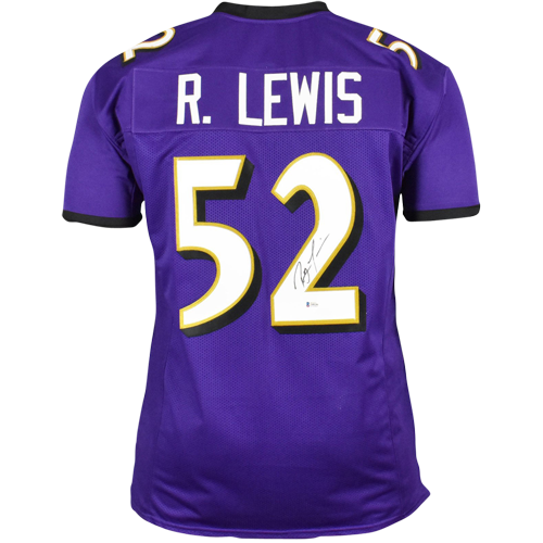 Autographed Ray Lewis Baltimore Ravens (Purple #52) Custom Jersey - Beckett-Powers Sports Memorabilia