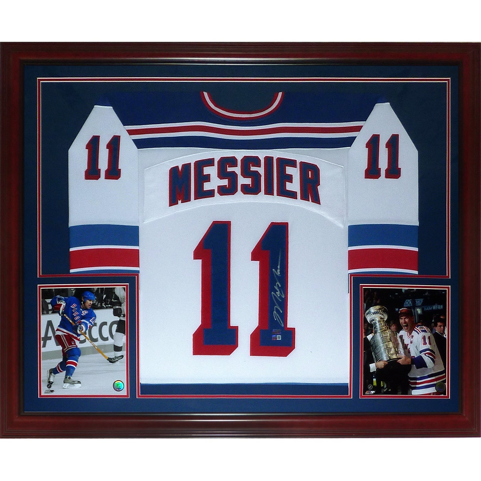Autographed Mark Messier New York Rangers (White #11) Deluxe Framed Jersey - JSA-Powers Sports Memorabilia