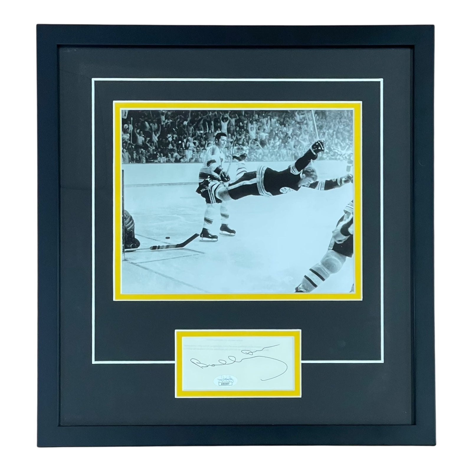 Autographed Bobby Orr Boston Bruins (Flying Goal) Photo "Signature Series" Frame - JSA-Powers Sports Memorabilia