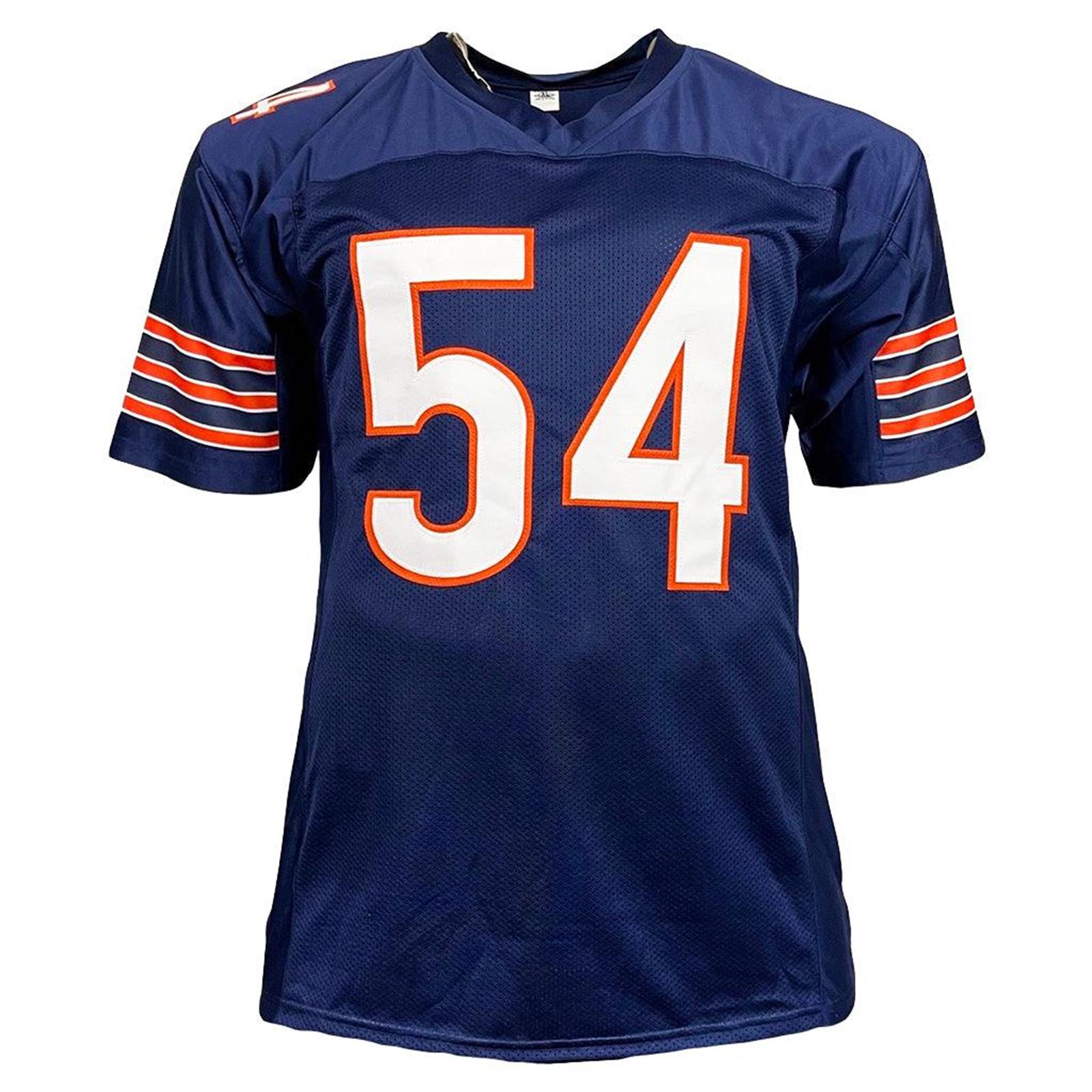 Autographed Brian Urlacher Chicago Bears (Blue #54) Custom Jersey w/ "HOF 18" - Beckett-Powers Sports Memorabilia