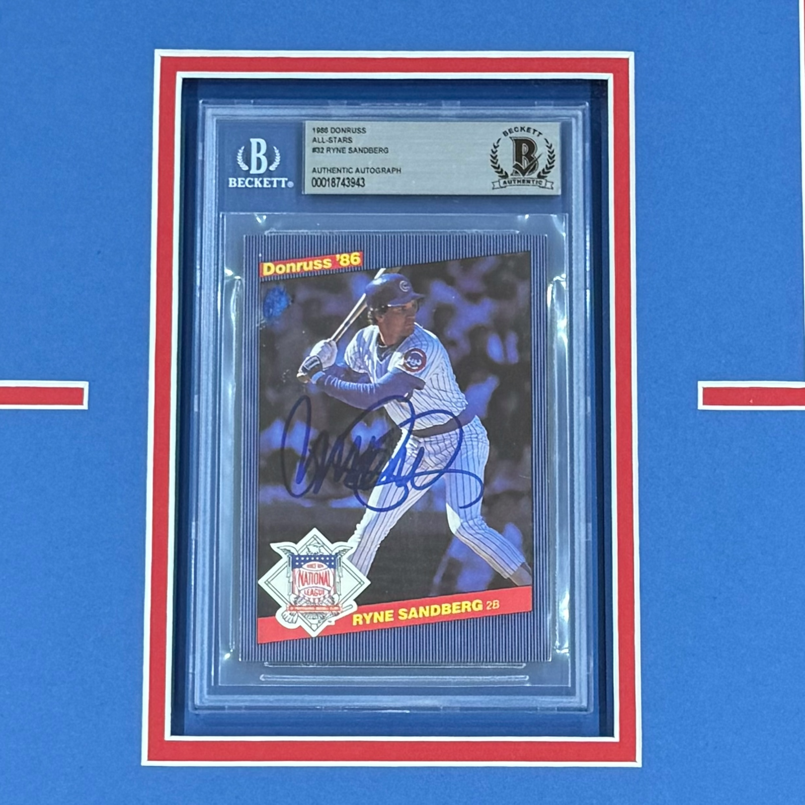 Autographed Ryne Sandberg Chicago Cubs Baseball Card Deluxe Framed with 8x10 Photo - JSA-Powers Sports Memorabilia