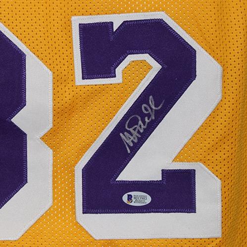 Autographed Magic Johnson Los Angeles (Yellow #32) Custom Jersey - Beckett-Powers Sports Memorabilia