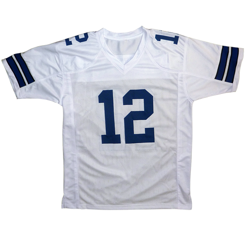 Autographed Roger Staubach Dallas Cowboys (White #12) Custom Jersey - Beckett