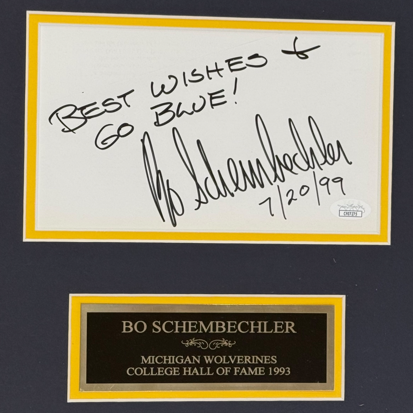 Autographed Bo Schembechler Michigan Wolverines Deluxe Framed Tribute Piece - JSA-Powers Sports Memorabilia