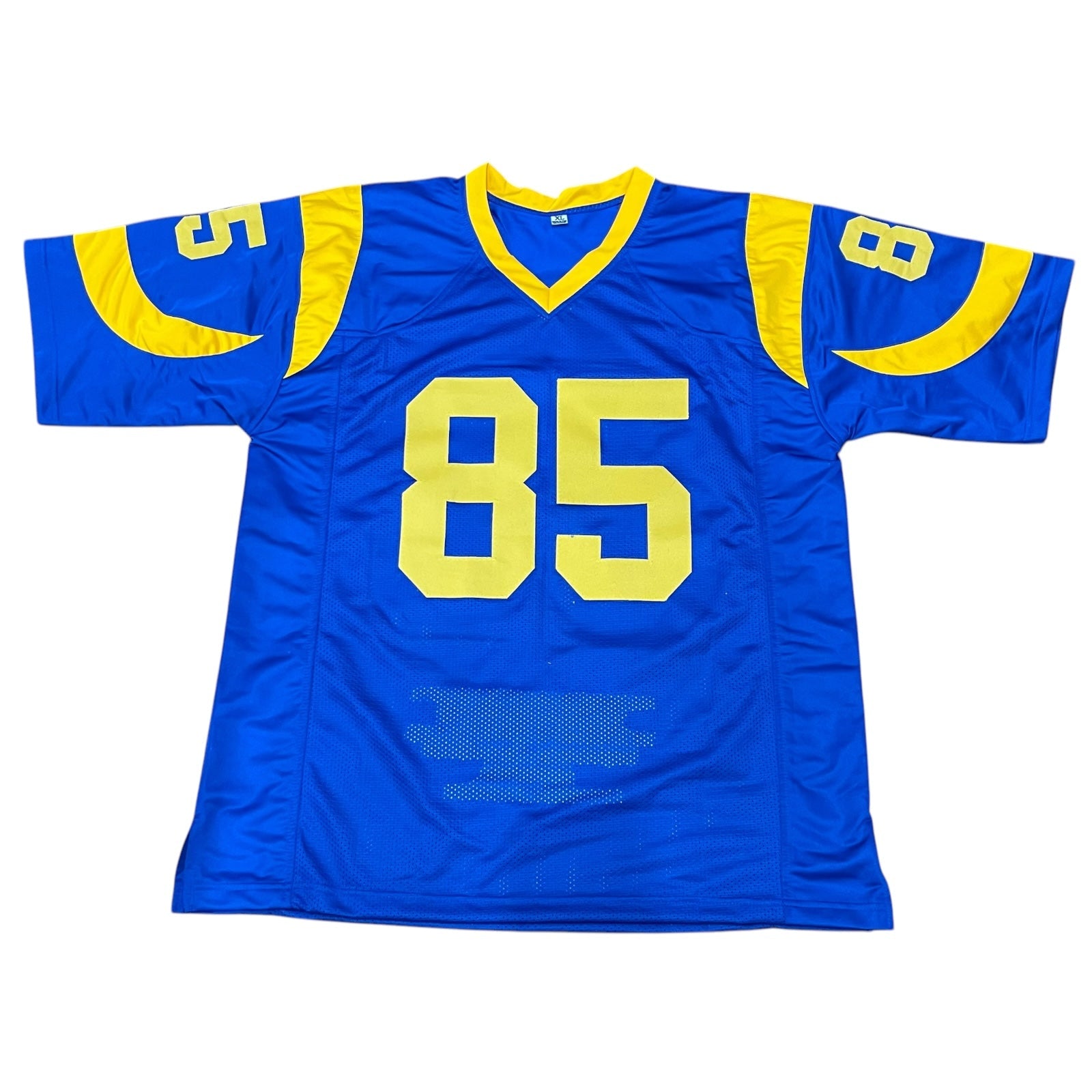 Autographed Jack Youngblood Los Angeles (Blue #85) Career Stat Custom Jersey w/ HOF 01-Powers Sports Memorabilia