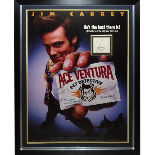 Ace Ventura Full-Size Movie Poster Deluxe Framed with Jim Carrey Autograph - JSA | Collectible Memorabilia-Powers Sports Memorabilia
