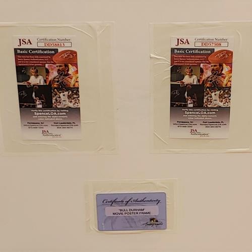 Bull Durham Full-Size Movie Poster Deluxe Framed with Kevin Costner And Susan Sarandon Autographs - JSA-Powers Sports Memorabilia