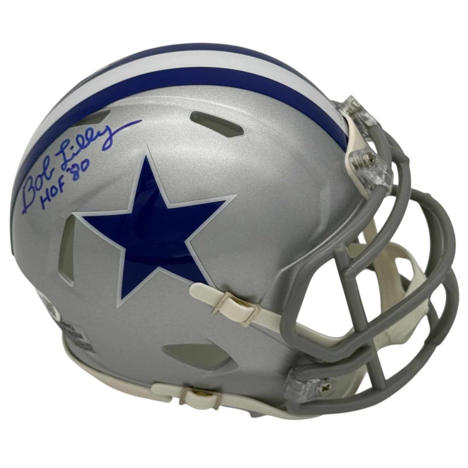 Autographed Bob Lilly Dallas Cowboys (Throwback) Mini Helmet w/ HOF 80-Powers Sports Memorabilia