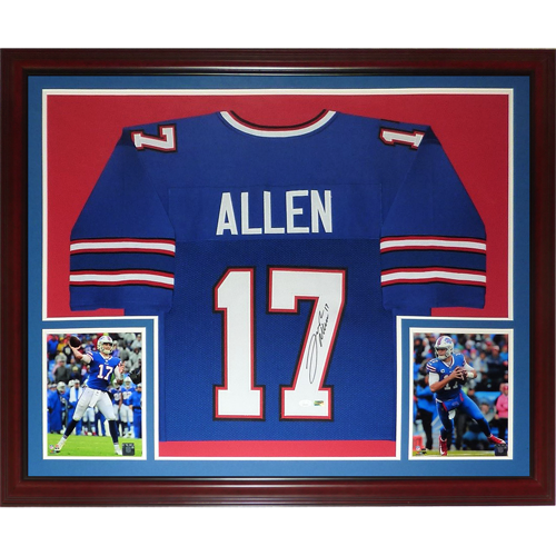 Autographed Josh Allen Buffalo Bills (Blue #17) Deluxe Framed Jersey - JSA-Powers Sports Memorabilia