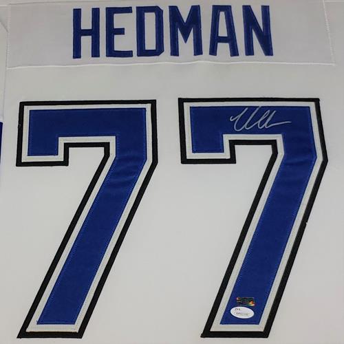 Autographed Victor Hedman Tampa Bay Lightning (White #77) Deluxe Framed Jersey - JSA-Powers Sports Memorabilia
