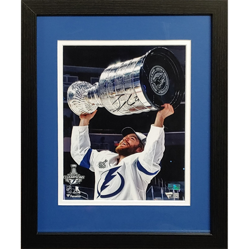 Autographed Brayden Point Tampa Bay Lightning (Stanley Cup Trophy) Framed 8x10 Photo - Fanatics-Powers Sports Memorabilia