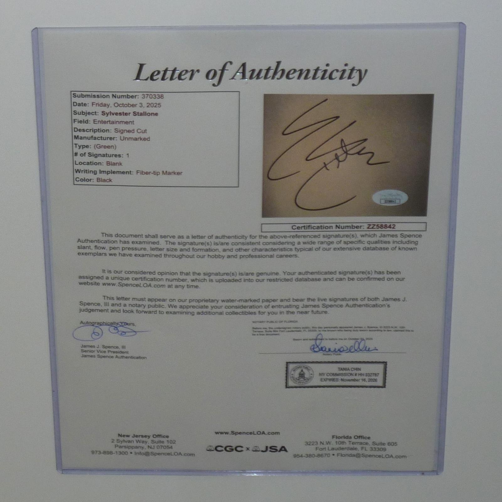 Rocky Full-Size Movie Poster Deluxe Framed with Sylvester Stallone Autograph - JSA Letter | Collectible Memorabilia-Powers Sports Memorabilia