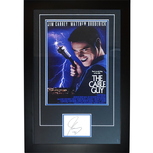 Cable Guy 11x17 Movie Poster Deluxe Framed with Jim Carrey Autograph - JSA | Collectible Memorabilia-Powers Sports Memorabilia