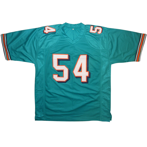 Autographed Zach Thomas Miami (Teal #54) Custom Jersey - JSA-Powers Sports Memorabilia