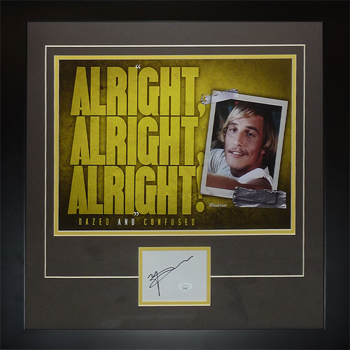 Autographed Matthew McConaughey Dazed And Confused Alright Alright Alright Deluxe Framed 12x18 Poster Piece - JSA-Powers Sports Memorabilia
