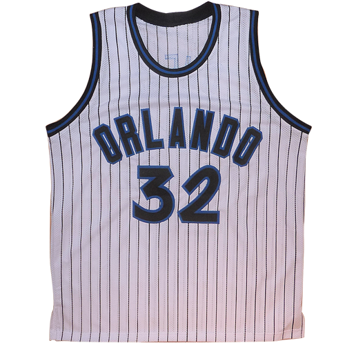 Autographed Shaquille O'Neal Orlando (White Pinstripe #32) Custom Jersey - Beckett-Powers Sports Memorabilia