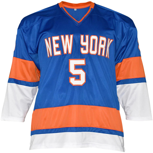 Autographed Denis Potvin New York (Blue #5) Custom Hockey Jersey - JSA-Powers Sports Memorabilia
