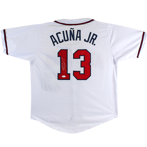 Autographed Ronald Acuna Jr. Atlanta (White #13) Custom Baseball Jersey - JSA-Powers Sports Memorabilia