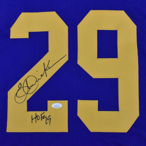 Autographed Eric Dickerson Los Angeles Rams (Blue #29) Custom Jersey w/ "HOF 99" - JSA