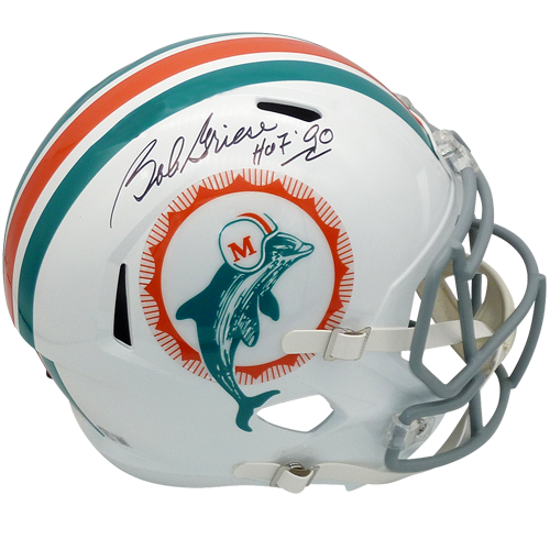 Autographed Bob Griese Miami Dolphins (Throwback) Deluxe Full-Size Replica Helmet w/ HOF 80 - JSA-Powers Sports Memorabilia