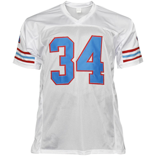 Autographed Earl Campbell Houston (White #34) Custom Jersey - JSA-Powers Sports Memorabilia