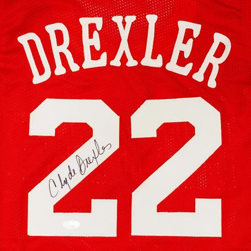 Autographed Clyde Drexler Houston (Red #22) Custom Jersey - JSA-Powers Sports Memorabilia