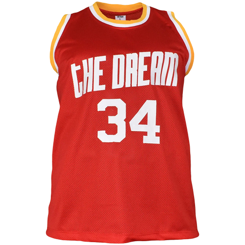 Autographed Hakeem Olajuwon Houston (Red #34) Custom Jersey - JSA-Powers Sports Memorabilia