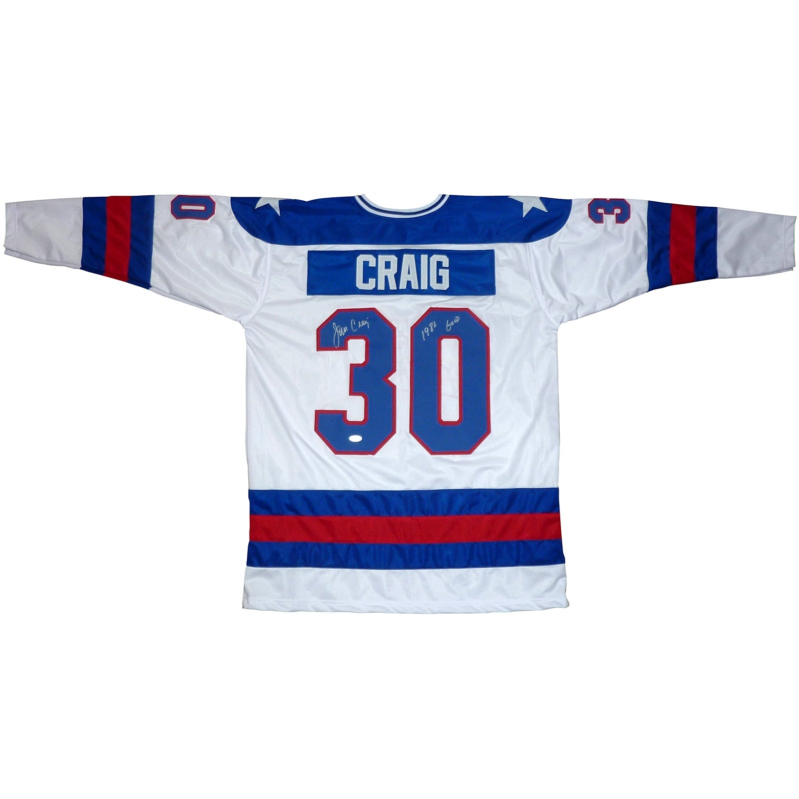 Autographed Jim Craig USA Hockey (White #30) Custom Stitched Jersey with 1980 Gold - JSA-Powers Sports Memorabilia