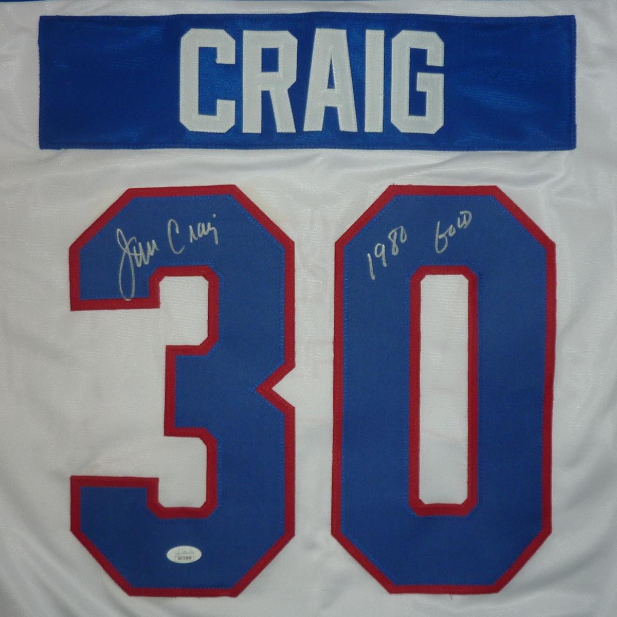 Autographed Jim Craig USA Hockey (White #30) Custom Stitched Jersey with 1980 Gold - JSA-Powers Sports Memorabilia