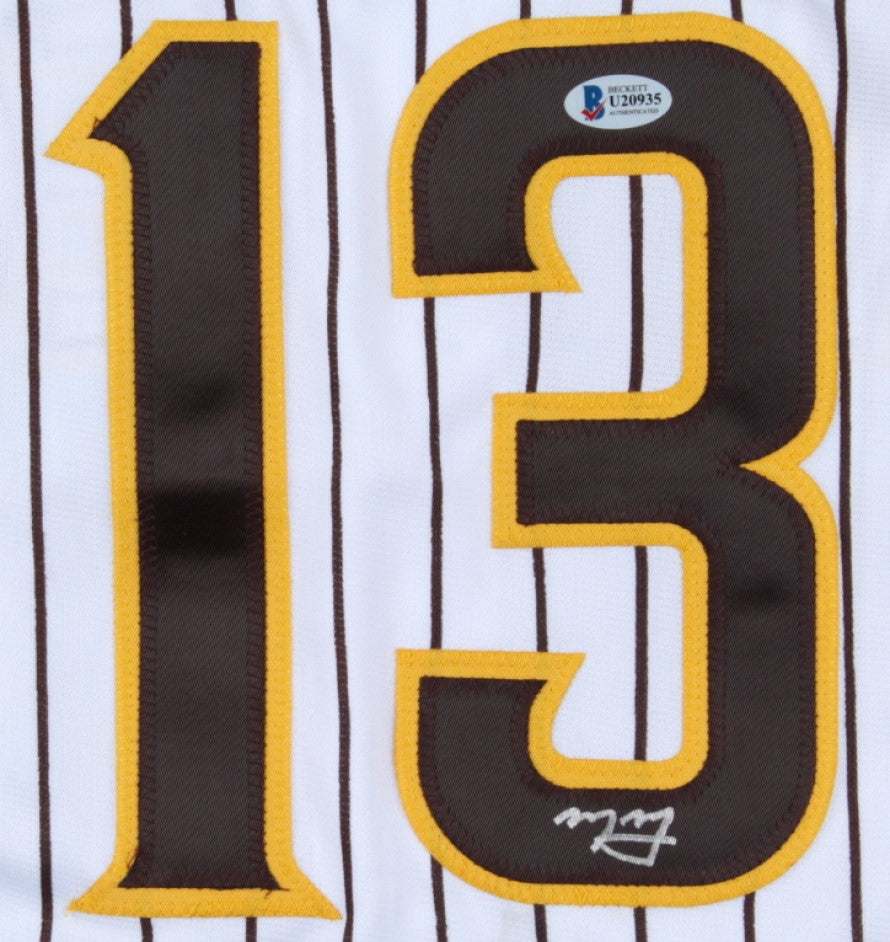 Autographed Manny Machado San Diego (Pinstripe #13) Custom Jersey - Beckett-Powers Sports Memorabilia
