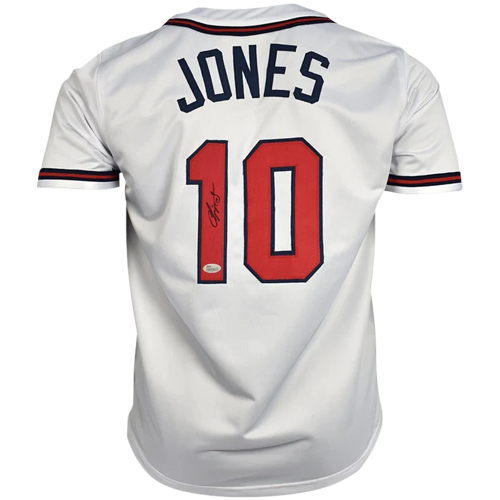 Autographed Chipper Jones Atlanta (White #10) Custom Jersey - JSA-Powers Sports Memorabilia