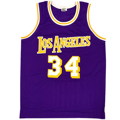 Autographed Shaquille O'Neal Los Angeles (Purple #34) Custom Jersey - Beckett-Powers Sports Memorabilia
