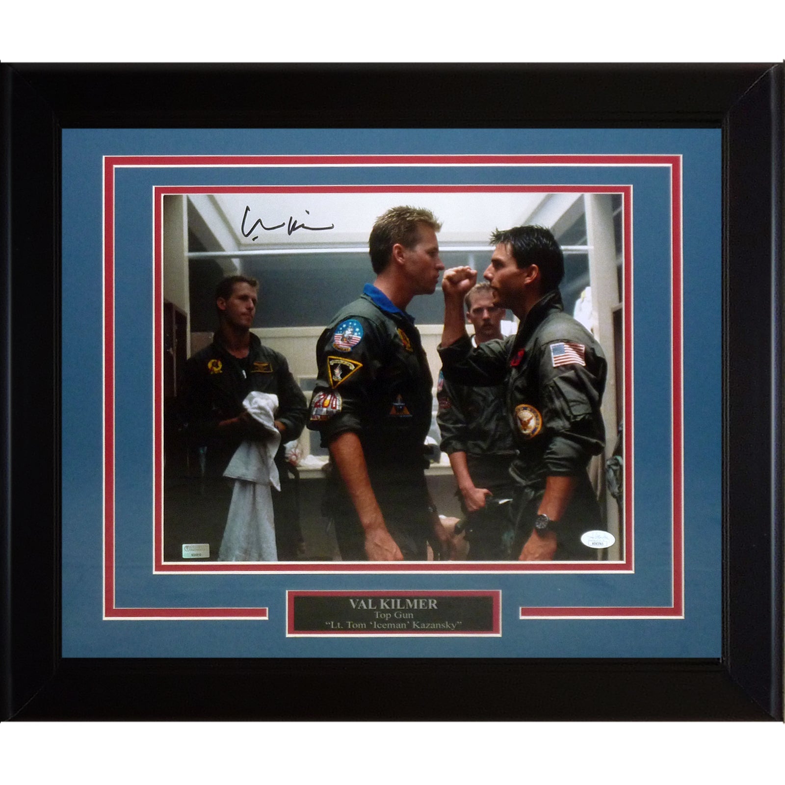 Autographed Val Kilmer Top Gun (with Tom Cruise) Deluxe Framed 11x14 Photo - JSA-Powers Sports Memorabilia