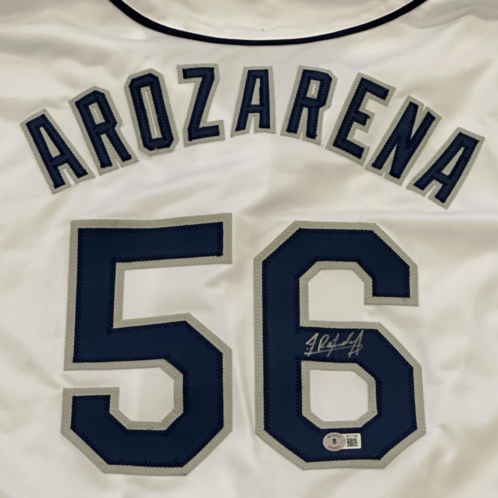 Autographed Randy Arozarena Tampa Bay (White #56) Custom Jersey - Beckett-Powers Sports Memorabilia